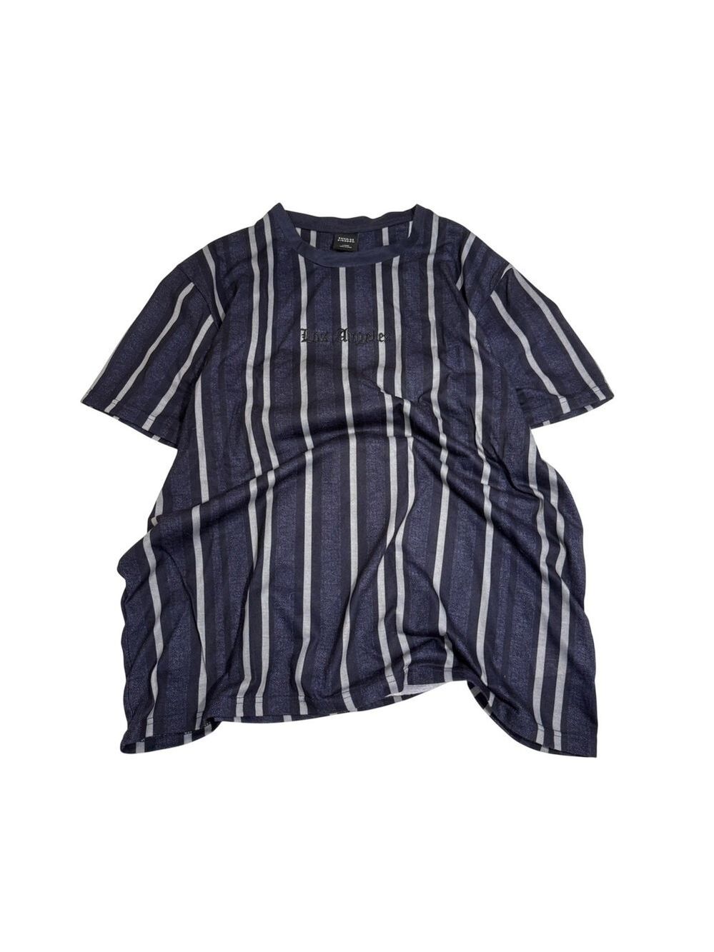 Sunrise Kingdom Los Angeles Striped Tee Mens Large Navy Grey Streetwear Vibe
